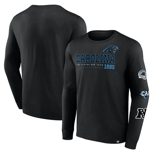 Men's Carolina Panthers Black High Whip Pitcher Long Sleeve T-Shirt